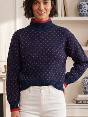 Vintage Red & Blue Heart Club Sportif De Paris Sweater Size Small
